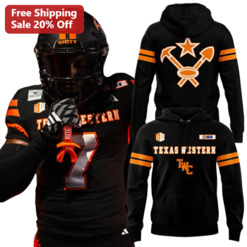 Texas Western TWC Hoodie Vintage UTEP Miners Retro College Football Fan Gear available at our Miami, Florida warehouse