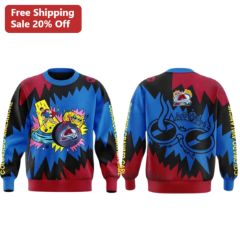 Colorado Avalanche Sweatshirt Comic Style Hockey Fan Crewneck Pullover available at our Miami, Florida warehouse