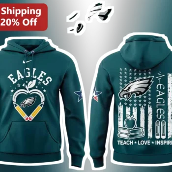 Eagles Teach Love Inspire Hoodie Philadelphia Eagles Fan Teacher Gift Apparel available at our Miami, Florida warehouse