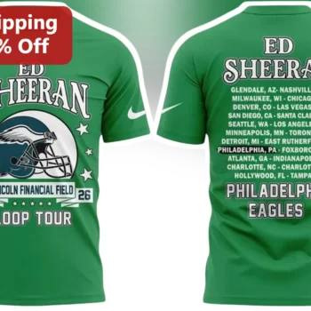Ed Sheeran Loop Tour Philadelphia Eagles Tee Lincoln Financial Field Concert Merch available at our Miami, Florida warehouse