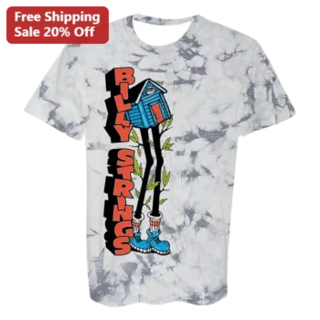 Billy Strings Tee Psychedelic Tie Dye Surreal Birdhouse Graphic T-Shirt Bluegrass Jam Band Merch available at our Miami, Florida warehouse