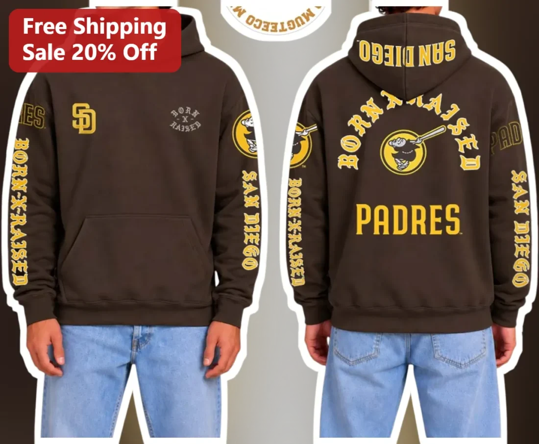 Born X Raised San Diego Padres Hoodie available at our Miami, Florida warehouse