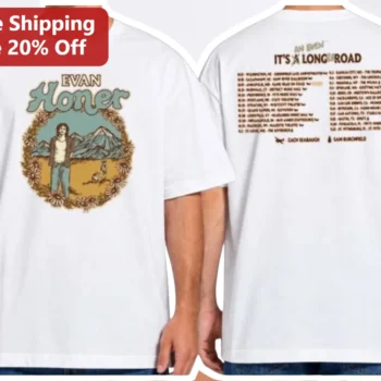 Evan Homer An Even It's A Long Road Tour Merch Graphic Tee available at our Miami, Florida warehouse