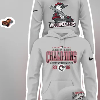 Fayetteville Woodpeckers Carolina League Champions Hoodie Minor League Baseball Fan Apparel available at our Miami, Florida warehouse