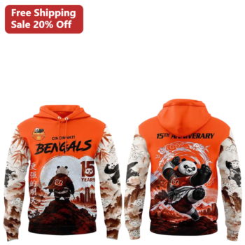 Cincinnati Bengals 15 Years Kung Fu Panda Po Hoodie NFL Fan Gift available at our Miami, Florida warehouse