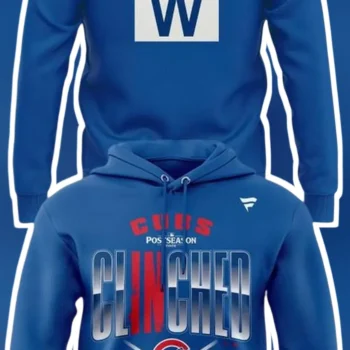 Fly The W Cubs Postseason Clinched Hoodie Chicago Cubs Fan Gear MLB Playoff Victory Sweatshirt available at our Miami, Florida warehouse