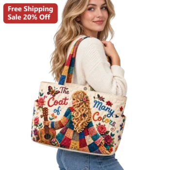 The Coat of Many Colors Tote Bag Dolly Parton Country Music Folk Art Gift available at our Miami, Florida warehouse