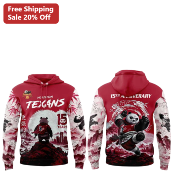 Houston Texans 15th Anniversary Hoodie Kung Fu Panda Po NFL Fan Gear available at our Miami, Florida warehouse