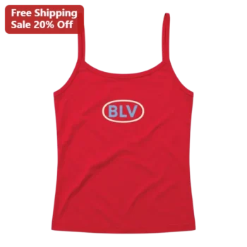 BLV Tank Top Red Spaghetti Strap Graphic Shirt for Women available at our Miami, Florida warehouse