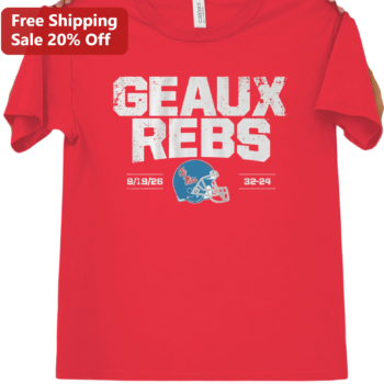 GEAUX REBS Ole Miss Football Vintage Distressed Graphic Tee Game Day Fan Apparel available at our Miami, Florida warehouse