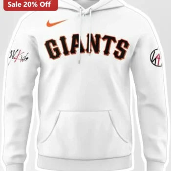 GIANTS Hoodie White Pullover with Orange Outline Text Athletic Fan Merchandise available at our Miami, Florida warehouse