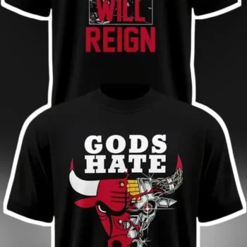 Gods Hate Warriors Will Reign Tee Hardcore Biker Cybull Graphic Shirt available at our Miami, Florida warehouse