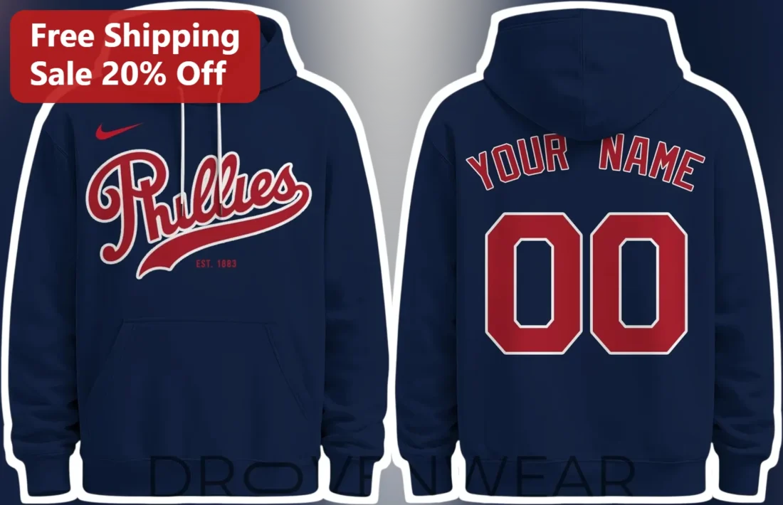 Phillies EST. Vintage Baseball Hoodie Philadelphia MLB Fan Apparel Gift available at our Miami, Florida warehouse