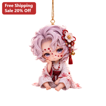 Chibi Anime Girl Kimono Ornament Cute Kawaii Gothic Spiderweb Hanging Decoration Gift for Fans available at our Miami, Florida warehouse