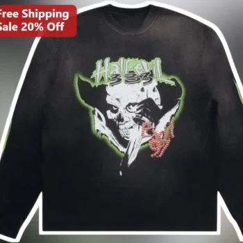 Halfevil Demon Skull Acid Wash Sweatshirt Heavy Metal Horror Crewneck available at our Miami, Florida warehouse