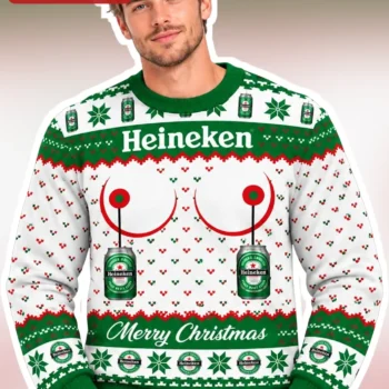 Heineken Merry Christmas Ugly Sweater Sweatshirt Funny Beer Lover Holiday Gift available at our Miami, Florida warehouse