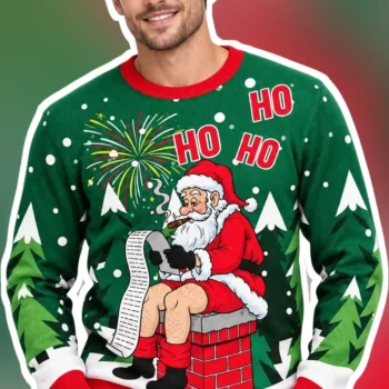 HO HO HO Santa Claus Sweatshirt Funny Christmas Holiday Crewneck Gift available at our Miami, Florida warehouse