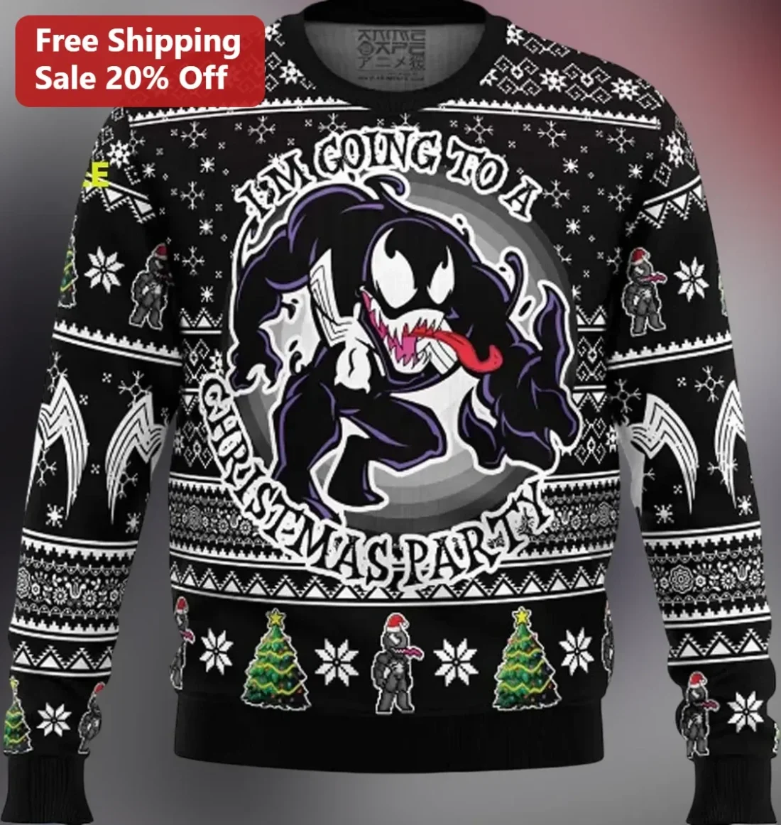 I'M GOING TO A VENOM XMAS PARTY Sweatshirt Marvel Venom Christmas Ugly Holiday Crewneck Gift available at our Miami, Florida warehouse