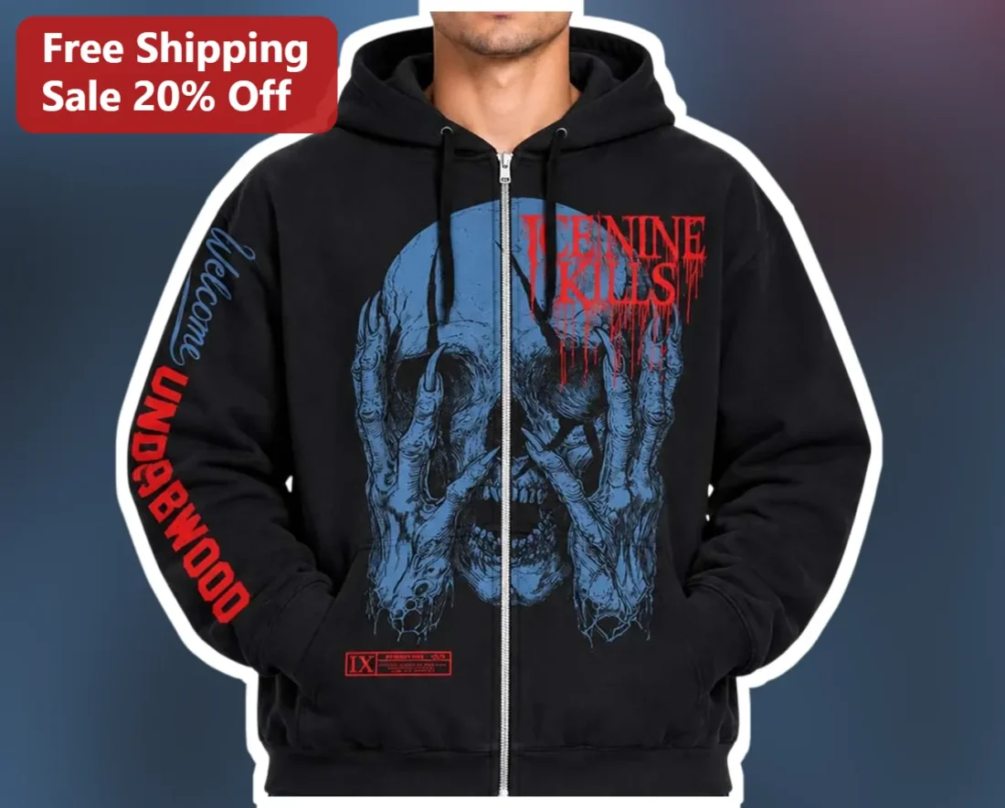 Ice Nine Kills Welcome to Underwood Hoodie Horror Punk Metalcore Band Merch available at our Miami, Florida warehouse