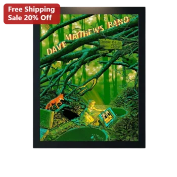 Dave Matthews Band Poster Psychedelic Forest Fox Girl Art Print DMB Concert Wall Decor Gift available at our Miami, Florida warehouse