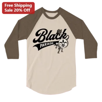 Black Parade Raglan Tee Vintage Mardi Gras Fleur De Lis Baseball Shirt available at our Miami, Florida warehouse