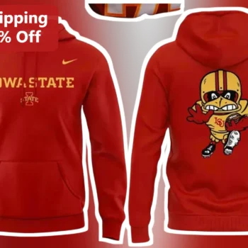 Iowa State Cyclones Hoodie Cy The Cardinal Mascot Big 12 Conference Gameday Apparel available at our Miami, Florida warehouse
