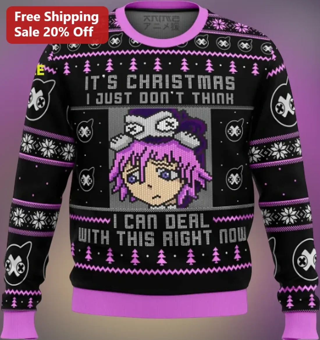 It'S Christmas I Just Don'T Think Funny Sarcastic Anime Ene Ugly Christmas Sweater available at our Miami, Florida warehouse