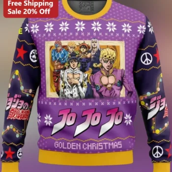 JoJo's Bizarre Adventure Golden Christmas Sweatshirt Anime Ugly Holiday Gift available at our Miami, Florida warehouse