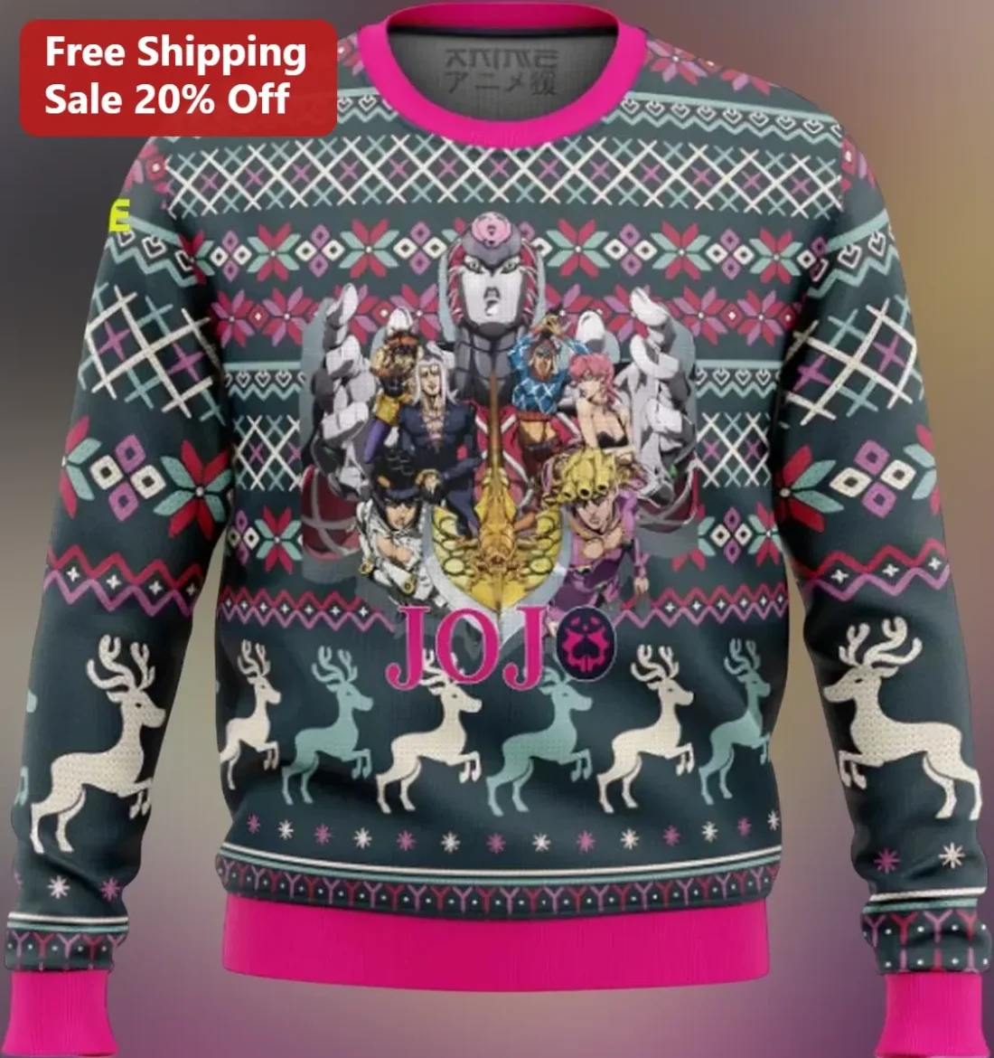 JoJo's Bizarre Adventure Golden Wind Ugly Christmas Sweatshirt available at our Miami, Florida warehouse
