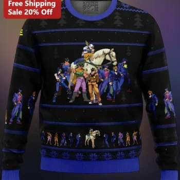 JoJo's Bizarre Adventure Pixel Art Ugly Christmas Sweatshirt available at our Miami, Florida warehouse