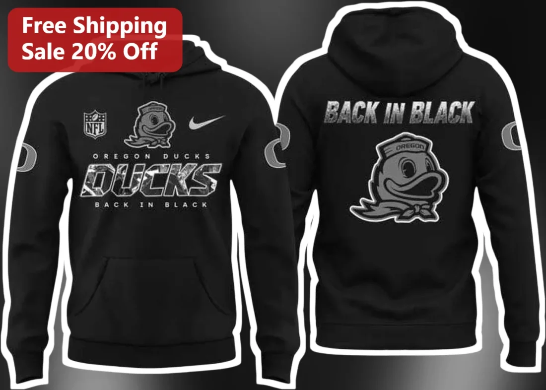 Oregon Ducks Back In Black Hoodie University Of Oregon Football Game Day Apparel Gift available at our Miami, Florida warehouse