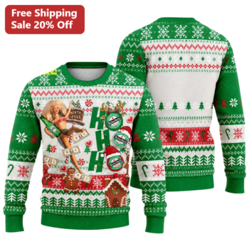 HO HO HO North Pole Funny Christmas Sweatshirt Pin Up Beer Holiday Gift available at our Miami, Florida warehouse