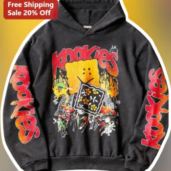 Kookies Hoodie Streetwear Graphic Pullover Black Acid Wash Distressed Vintage Y2K Grunge Sweatshirt available at our Miami, Florida warehouse