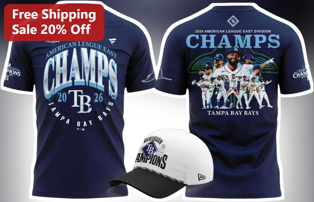2026 American League East Division Champs Tampa Bay Rays Tee available at our Miami, Florida warehouse