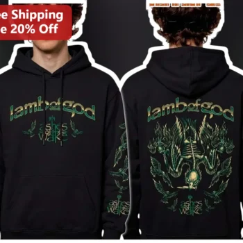 Lamb of God Ashes of the Wake Hoodie Heavy Metal Band Merch Gothic Bird Design Black Pullover available at our Miami, Florida warehouse