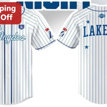 Los Angeles Lakers Jersey Retro White Baseball Style Basketball Fan Apparel Gift available at our Miami, Florida warehouse