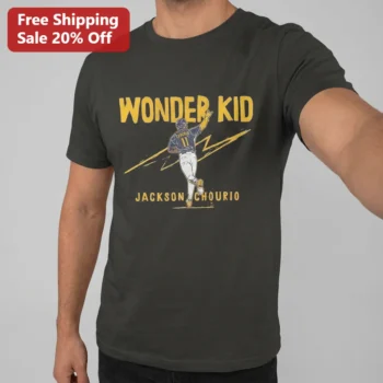 Wonder Kid Jackson Chourio Tee Milwaukee Baseball Fan Apparel available at our Miami, Florida warehouse