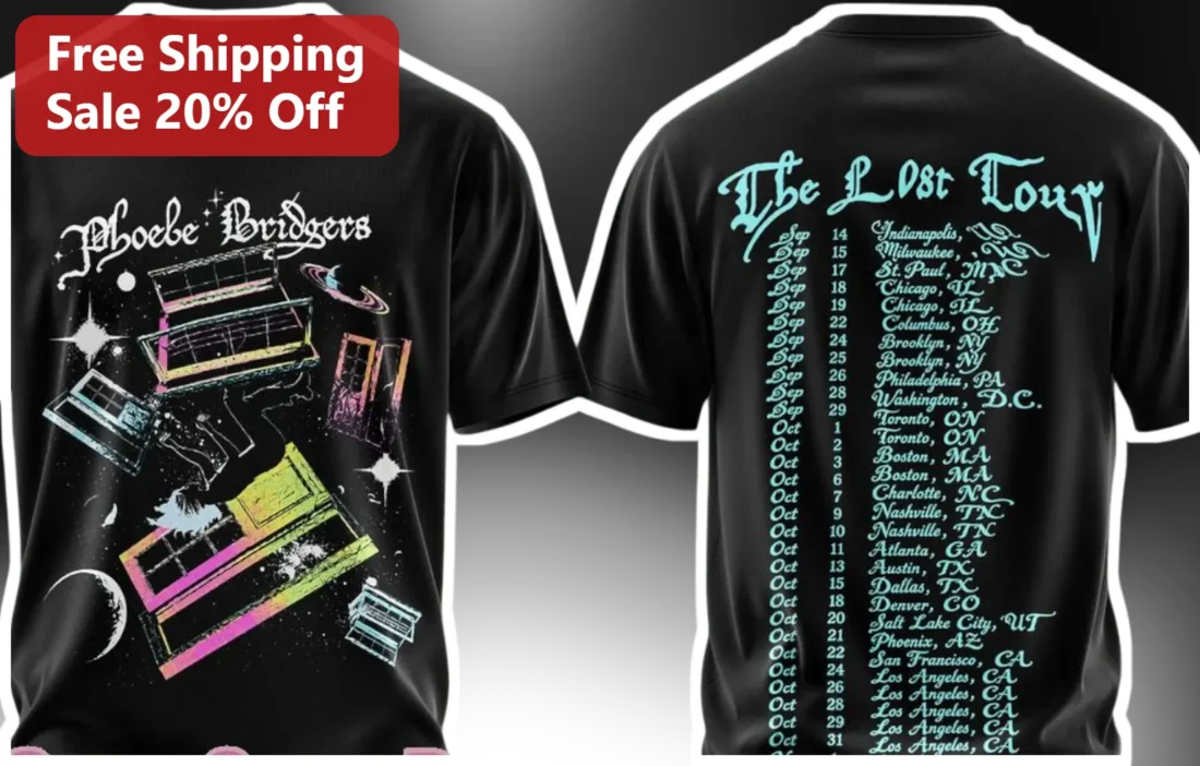 Phoebe Bridgers The Lost Tour Tee Indie Rock Concert Merch Vintage Band Shirt available at our Miami, Florida warehouse