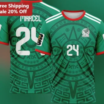 Mexico Jersey World Cup 2026 Aztec Pattern Soccer Kit Personalized Name Number available at our Miami, Florida warehouse