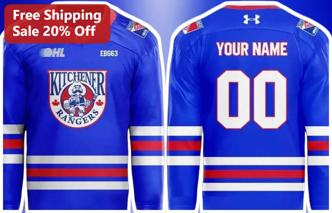 Kitchener Rangers Jersey Personalized Custom Name Number OHL Hockey Fan Gift available at our Miami, Florida warehouse