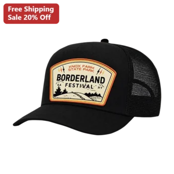 Knox Farm State Park Borderland Festival Trucker Hat Vintage Rock Poster Mesh Cap available at our Miami, Florida warehouse