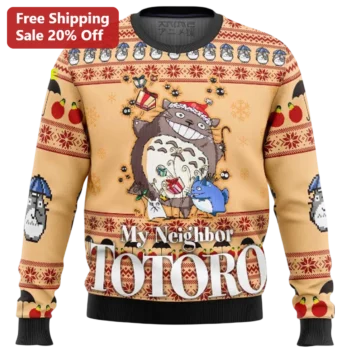 My Neighbor Totoro Sweatshirt Ugly Christmas Santa Hat Fair Isle Studio Ghibli Holiday Gift for Anim available at our Miami, Florida warehouse