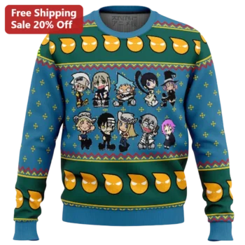 Soul Eater Sweatshirt Ugly Christmas Chibi Anime Characters Holiday Gift for Anime Fans available at our Miami, Florida warehouse