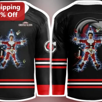 National Lampoon's Christmas Vacation Clark Griswold Santa Hockey Jersey available at our Miami, Florida warehouse