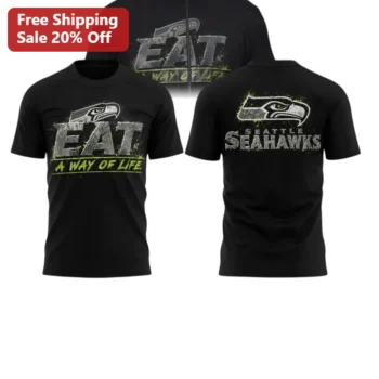 Seattle Seahawks Eat A Way Of Life Graphic Tee NFL Fan Gear Vintage Distressed Shirt available at our Miami, Florida warehouse