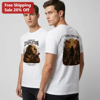 Chris Stapleton Sometimes the Devil Wears a Hat Tee, All Hell Can't Stop a Soul Country Music Hallow available at our Miami, Florida warehouse