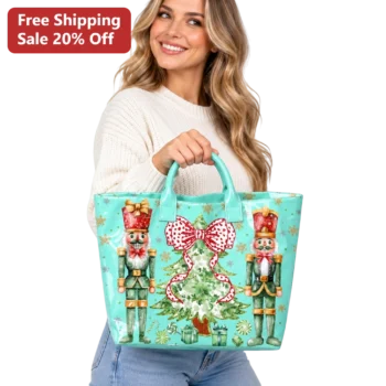 Nutcracker Christmas Tree Tote Bag Holiday Gift for Women available at our Miami, Florida warehouse