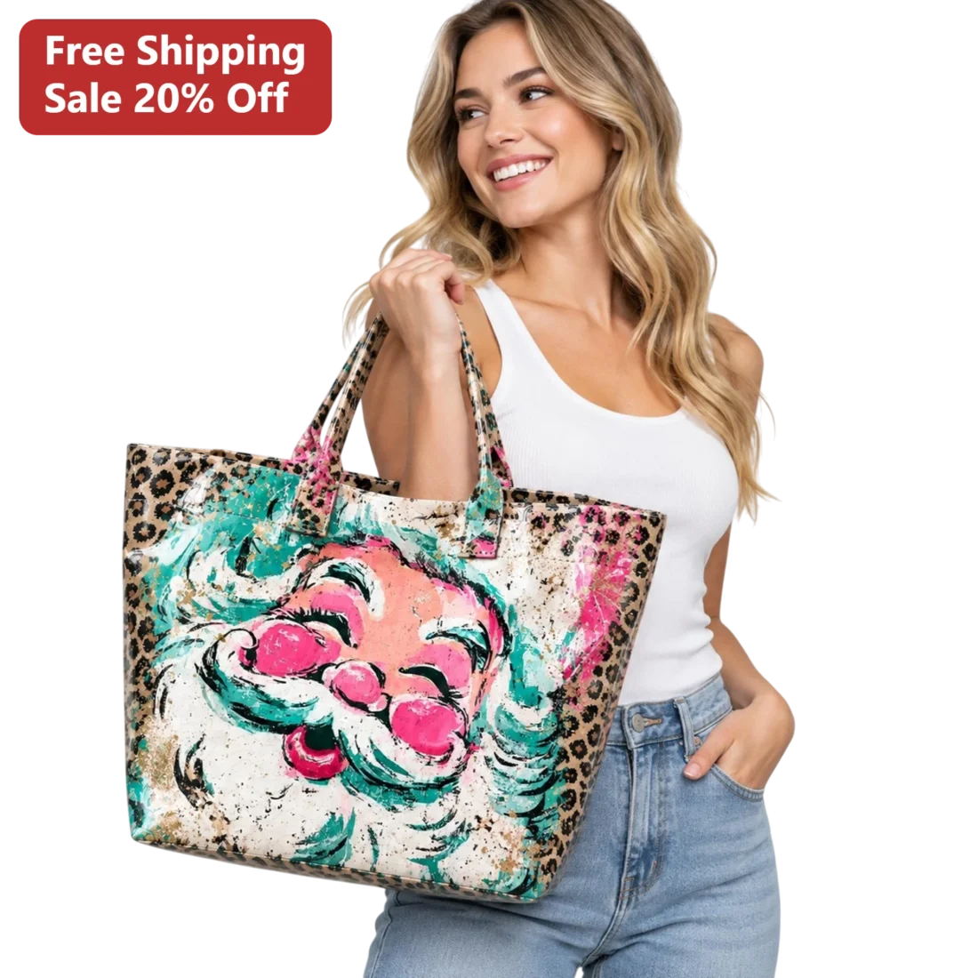 Leopard Print Abstract Tiger Tote Bag Maximalist Animal Art Statement Purse for Women available at our Miami, Florida warehouse
