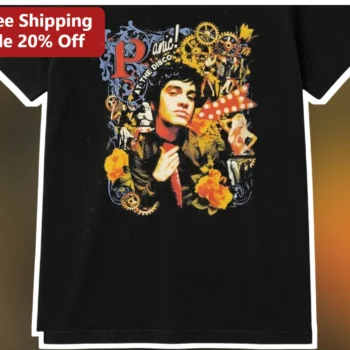 Panic! At The Disco Brendon Urie Steampunk Collage Graphic Tee Vintage Band Shirt available at our Miami, Florida warehouse