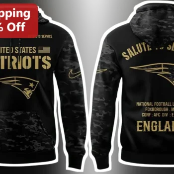 Patriots Service Salute To Service NFL Hoodie Men's Black Camo Graphic Pullover available at our Miami, Florida warehouse